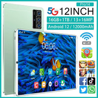 12 Inch Dual SIM Android Tablet  16GB+1TB 14 Pro Pro Branded Educational Phone Call Feature
