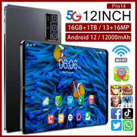12 Inch Dual SIM Android Tablet  16GB+1TB 14 Pro Pro Branded Educational Phone Call Feature