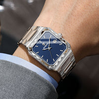 Binbang Square Men's Quartz Watch — Date Window, Steel Strap — product image 2