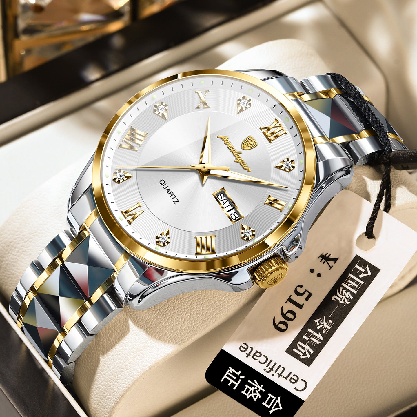 Men's Luxury-Style Quartz Watch — Day/Date, Stainless Steel Bracelet — product image 14