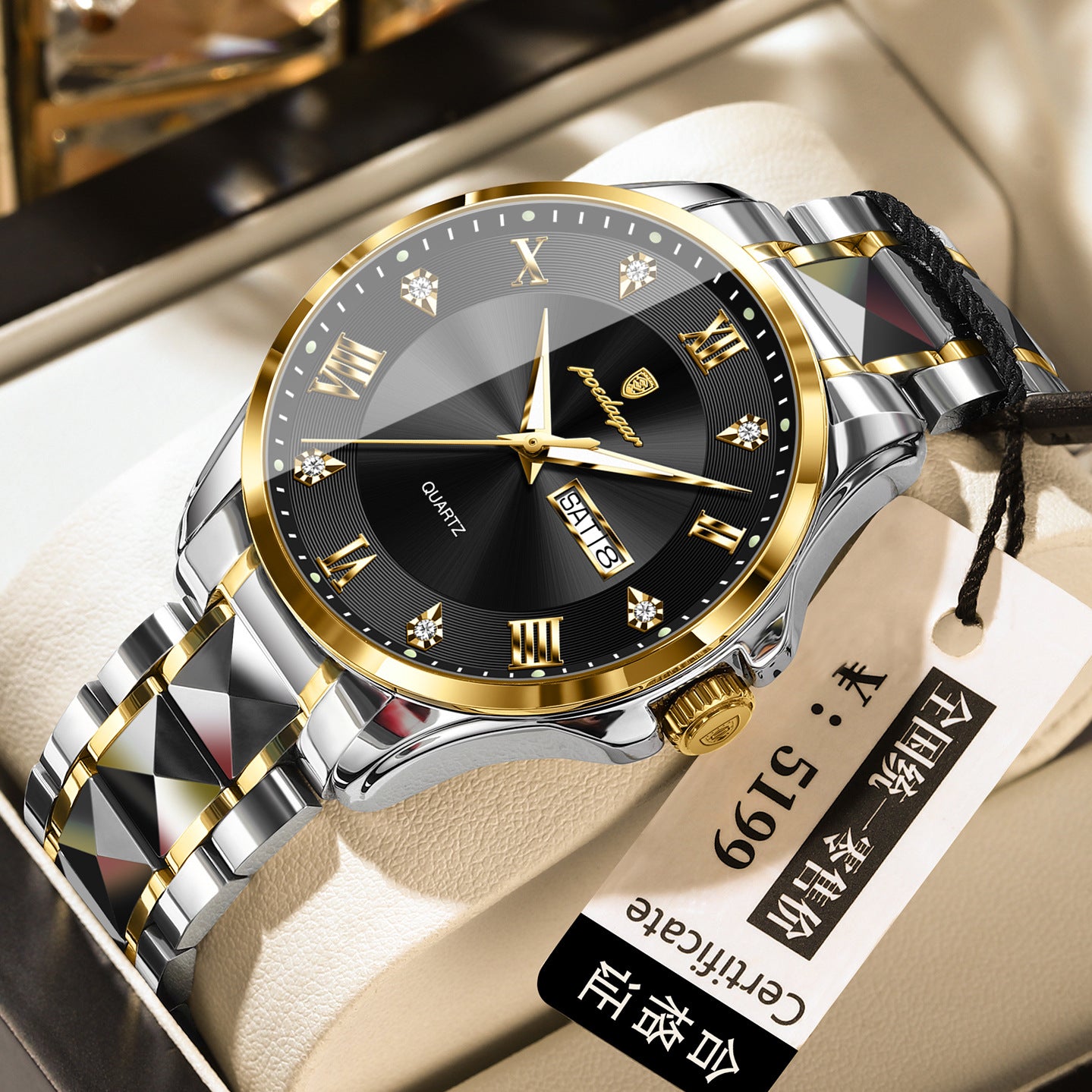 Men's Luxury-Style Quartz Watch — Day/Date, Stainless Steel Bracelet — product image 16