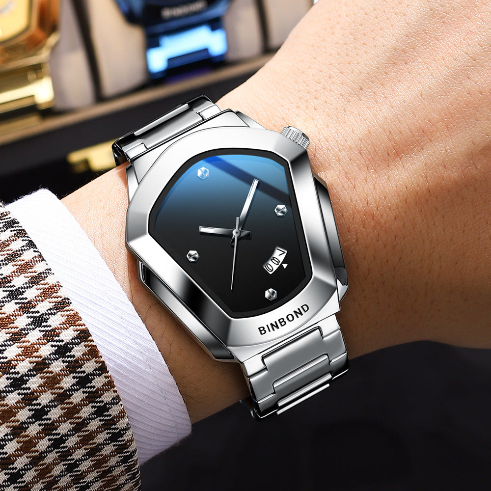 BINBOND Men's Quartz Watch — Crystal-Accent Dial, Steel Bracelet — product image 3