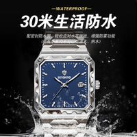 Binbang Square Men's Quartz Watch — Date Window, Steel Strap — product image 3
