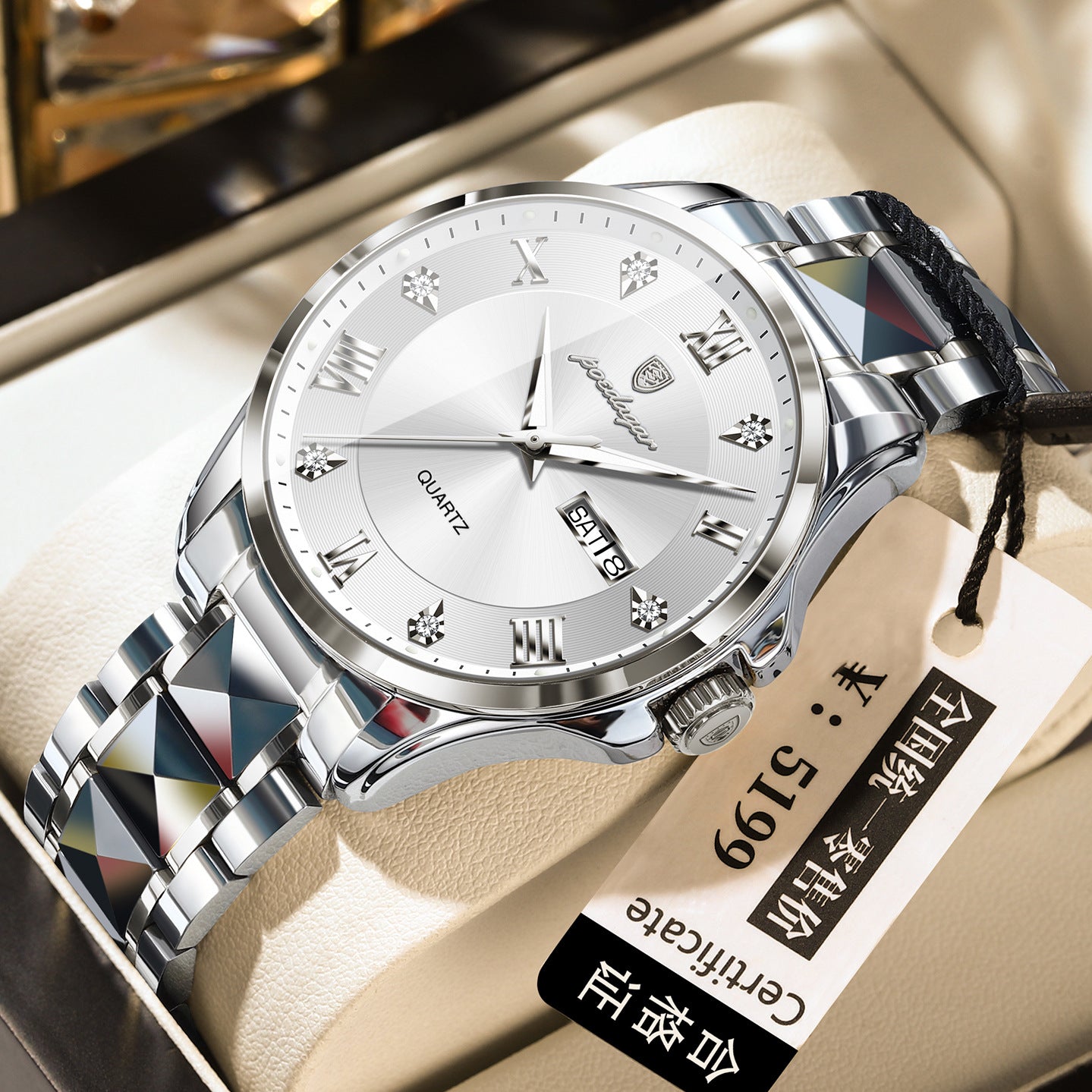 Men's Luxury-Style Quartz Watch — Day/Date, Stainless Steel Bracelet — product image 18