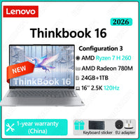 Lenovo ThinkBook 16 2026 – AMD Ryzen 7 or AI7 | Up to 32GB DDR5 | 1TB SSD | 2.5K 120Hz | AMD Radeon 780M