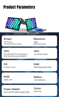 CRELANDER Dual-Screen Laptop — 14"+14" 2K Touch, 2-in-1 360° Flip, Intel N95/N100 — product image 19