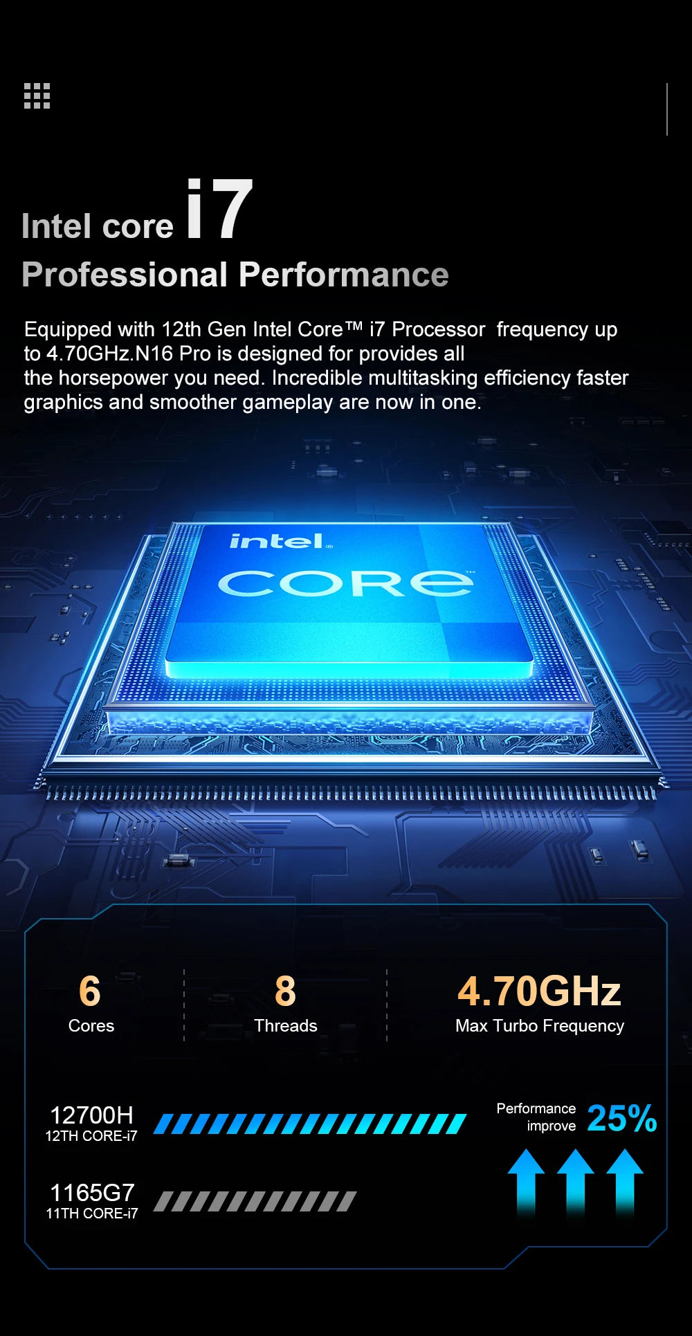Ordinateur portable Ninkear N16Pro 16 pouces 2.5K 120Hz Intel Core i7-12700H WiFi 6 16Go RAM 1To SSD Windows 11 Ordinateur portable de bureau