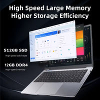 2025 Office Laptop Windows 11 Intel Atom x7 A3950 Notebook PC Gamer 12GB RAM 512GB 1TB SSD 1920*1080 Office Computer