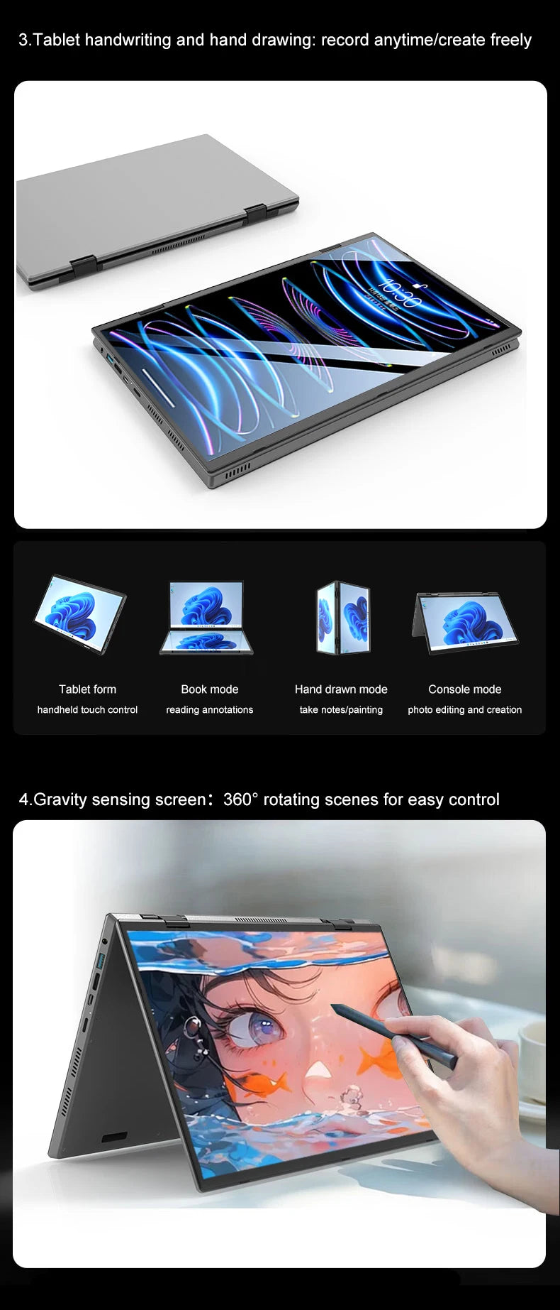 CRELANDER Dual-Screen Laptop — 14"+14" 2K Touch, 2-in-1 360° Flip, Intel N95/N100 — product image 14