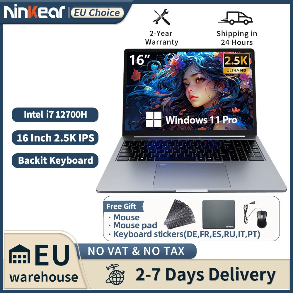 Ninkear N16Pro 16" — Intel Core i7, 2.5K 120Hz, 16GB RAM, 1TB SSD