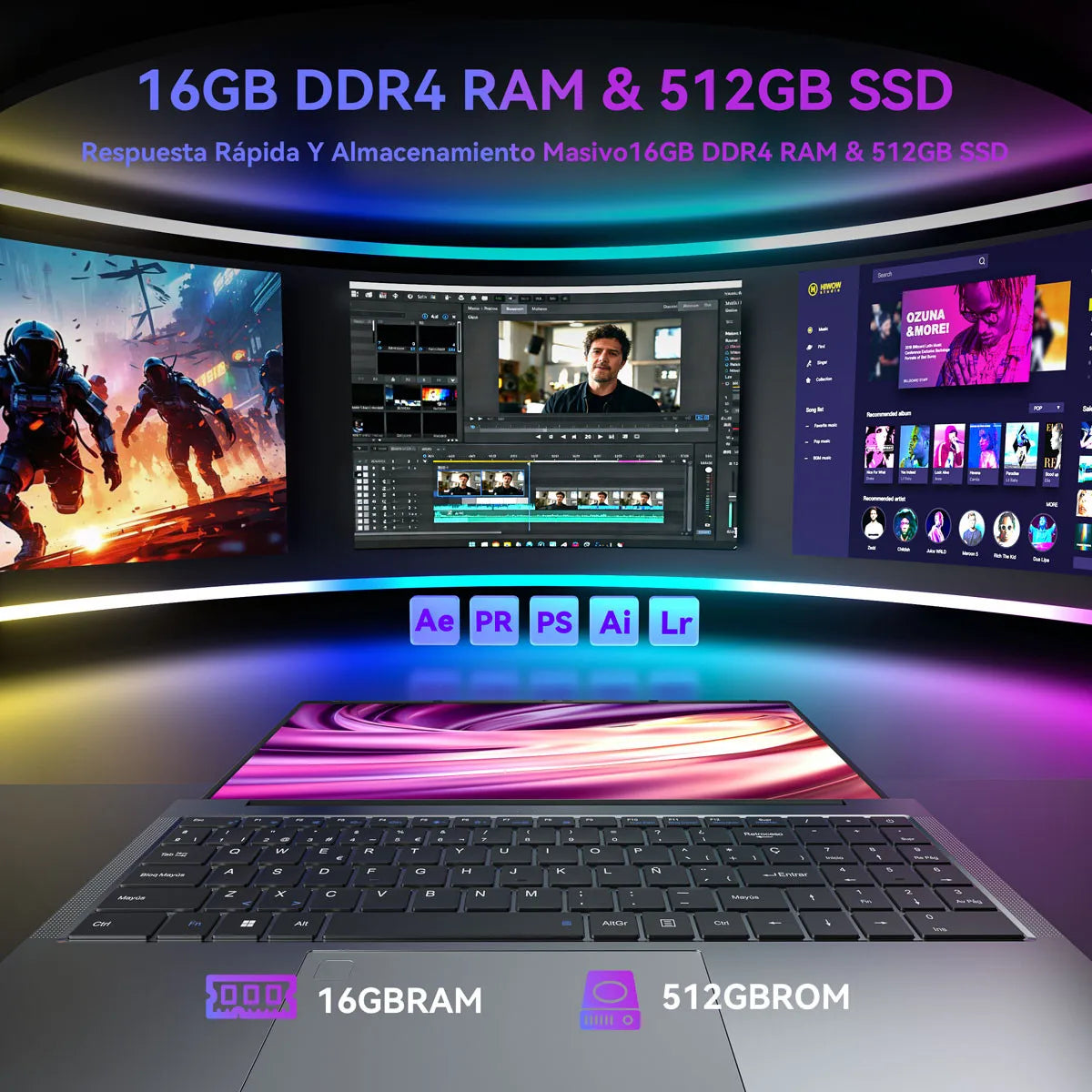 KAMRUI 15.6" Laptop — Ryzen 7, 16GB DDR4, 512GB NVMe SSD, Windows 11 Pro — product image 3