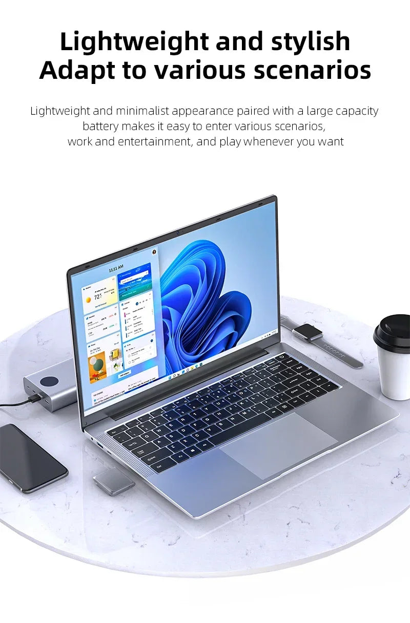 Ordinateur portable de bureau 2025 Windows 11 Intel Atom x7 A3950 PC portable Gamer 12 Go RAM 512 Go 1 To SSD 1920*1080 Ordinateur de bureau