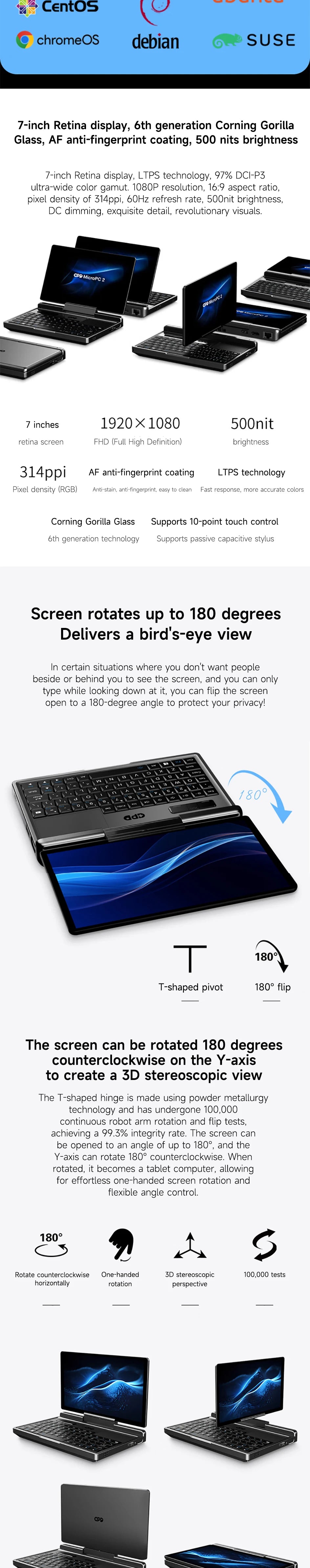 GPD MicroPC 2 — 7" Mini Laptop, Intel i3-N300, 16GB RAM, Up to 4TB SSD — product image 10