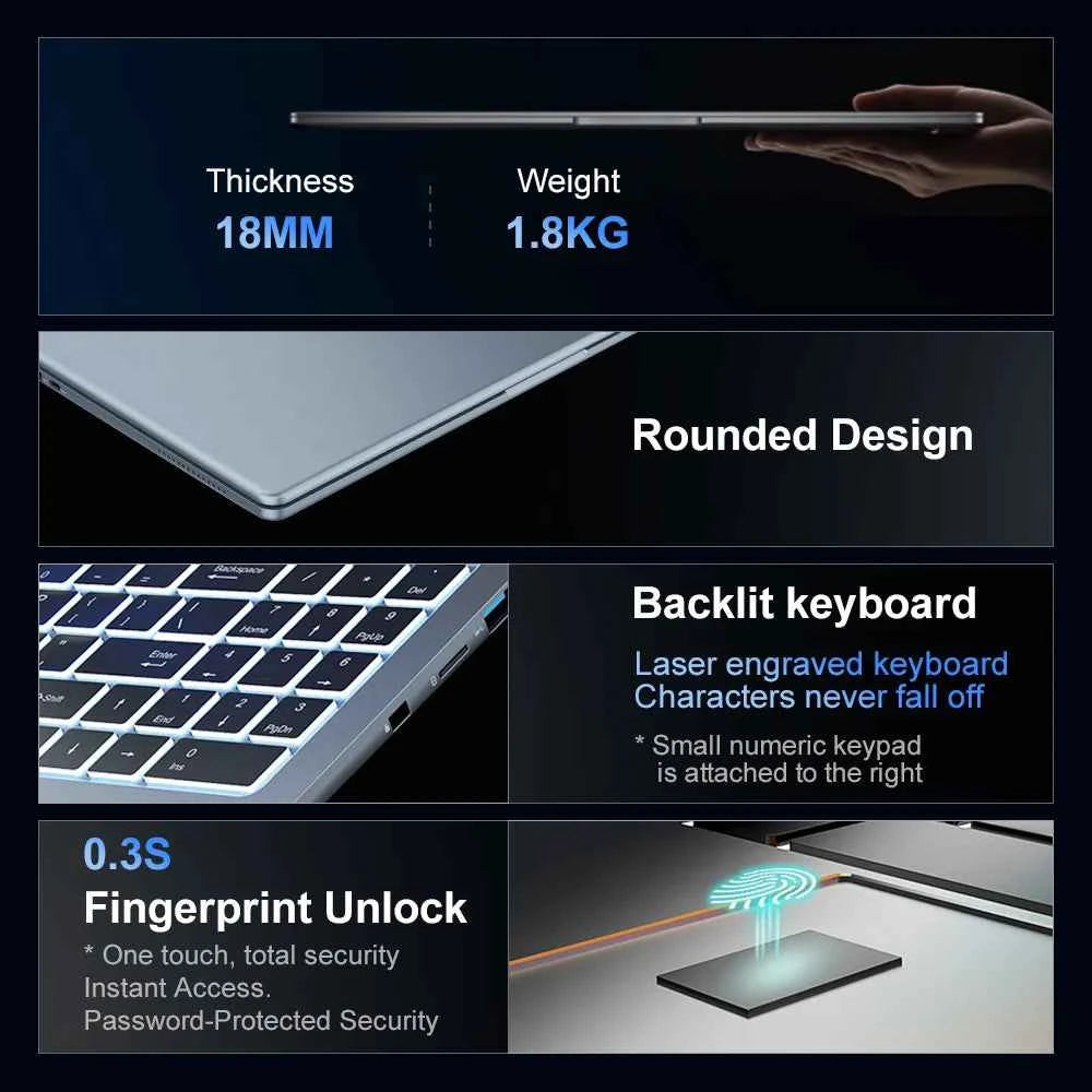 Ninkear N16Pro Laptop 16 inch 2.5K 120Hz Intel Core i7-12700H WiFi 6 16GB RAM 1TB SSD Laptop Windows 11 Notebook Office Computer